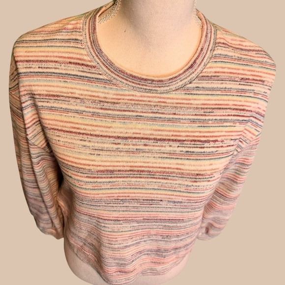 Madewell ‘Bubble-Sleeve Crop Top’ Sweatshirt in “Rainbow Stripe” Size Small - Picture 7 of 16